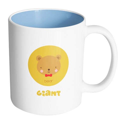 핸드팩토리 애니멀 페이스 곰 머그컵, 내부 파스텔 블루, 1개
