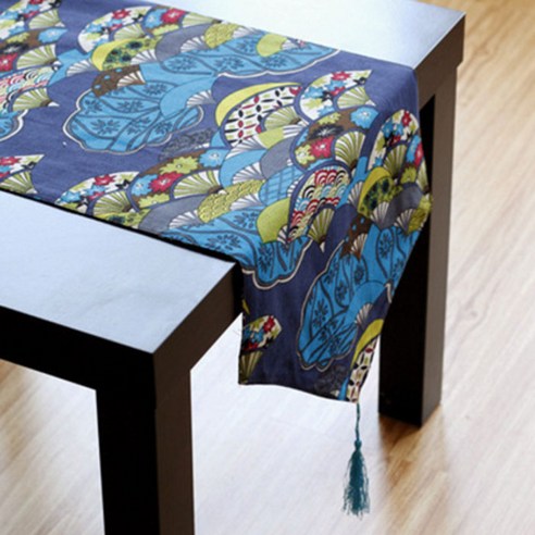 Noland 일본풍 테이블 러너, 블루, 30 x 180 cm