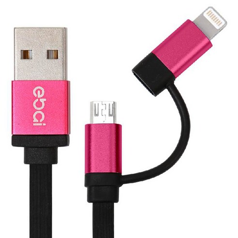 이바이 2in1 젠더형 USB 케이블 WC-07, WC-07(핑크), 1개