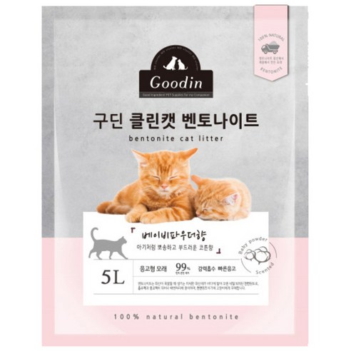 구딘 클린캣 벤토나이트 베이비파우더향, 5L, 2개