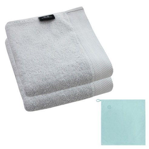 송월타월 40수 코마사 블랙라벨 180g 2p + 테리베이커리 고리타올 랜덤 발송, 연회색, 1세트