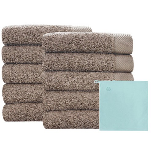 송월타월 블랙라벨 타올 180g 40수 코마사 10p + 테이베이커리 고리타올 랜덤발송, 갈색, 1세트