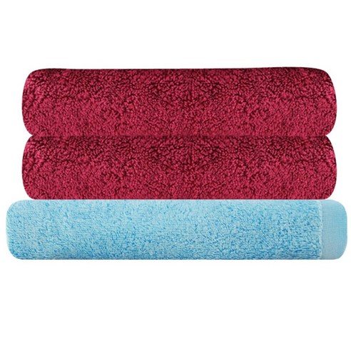 송월타월 호텔타월 코마사 30수 170g 2p + 모던바스타월, 호텔타월 (자주), 바스타월 (하늘), 1세트