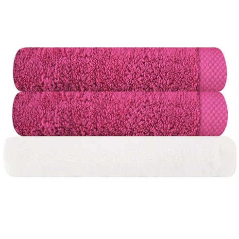 송월타월 피안느타월 40수 170g 2p + 모던바스타월, 피안느타월 (자주), 바스타월 (하얀색), 1세트