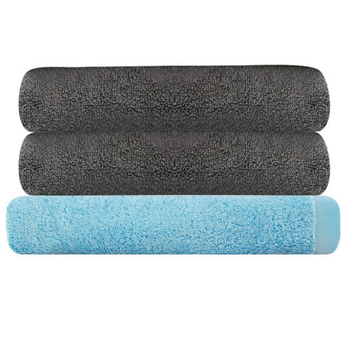 송월타월 호텔타월 코마사 30수 170g 2p + 모던바스타월, 호텔타월 (진회색), 바스타월 (하늘), 1세트