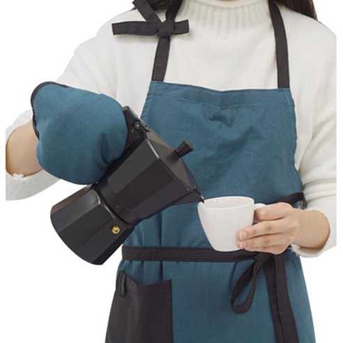 끌래망스 오색 린넨 투톤 앞치마, 블루, 1개