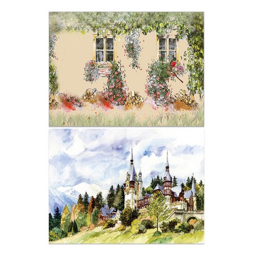 로엠디자인 실리콘 식탁매트 2p 가든, 가든, 풍경, 385 x 285 mm