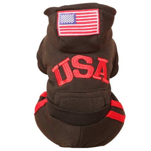 블럭마트 반려동물 USA 후드티, 블랙