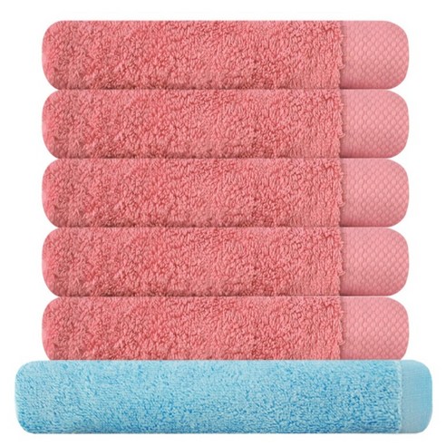 송월타월 40수 피안느타월 170g 5p + 모던바스타월 하늘, 연자주, 1세트