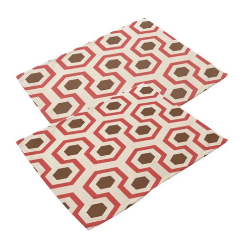 핑크망고 패턴 키친 테이블매트 2p, H, 42 x 32 cm