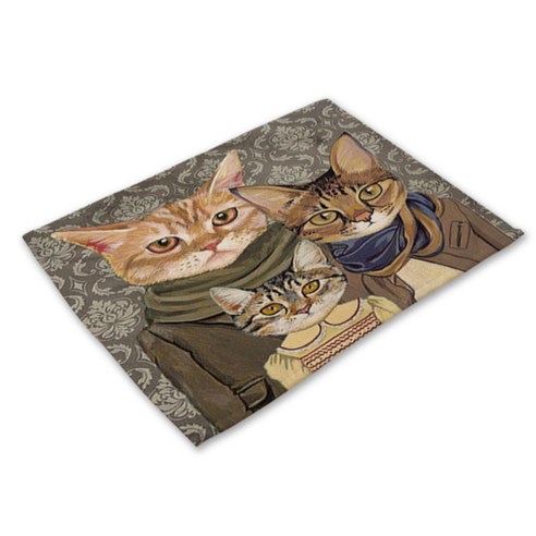 비케이 고양이 의인화 식탁매트, 20, 가로 42cm x 세로 32cm