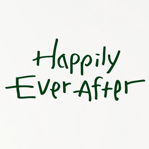 1AM 캘리그라피 인테리어 포인트 스티커 Happily Ever After, 초록