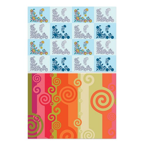 로엠디자인 실리콘 식탁매트, 꽃패턴블루, 바람1, 385 x 285 mm