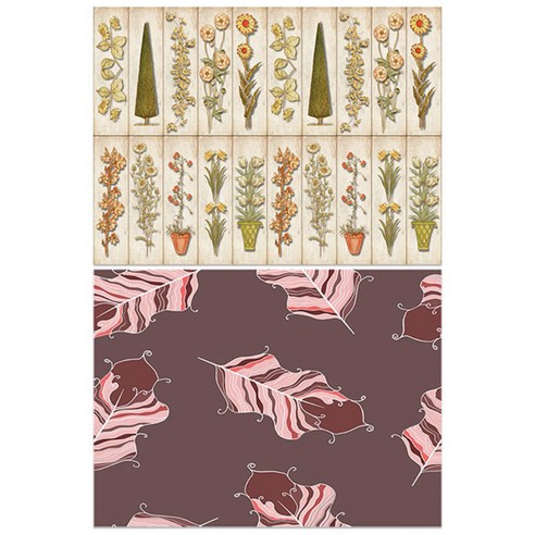로엠디자인 실리콘 식탁매트 꽃패턴 가든 + 깃털, 보라, 385 x 285 mm