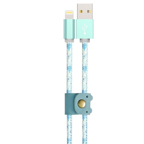 바나다 유니크 레더 라이트닝 케이블, BND8PUL 민트플라워, 1개