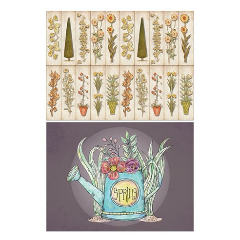 로엠디자인 실리콘 식탁매트 꽃패턴가든 + 화분10, 혼합 색상, 385 x 285 mm