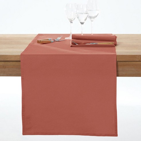 라흐두뜨 순면 얼룩방지 테이블 러너, terracotta, 45 x 150 cm