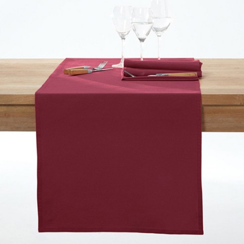 라흐두뜨 순면 얼룩방지 테이블 러너, burgundy, 45 x 150 cm