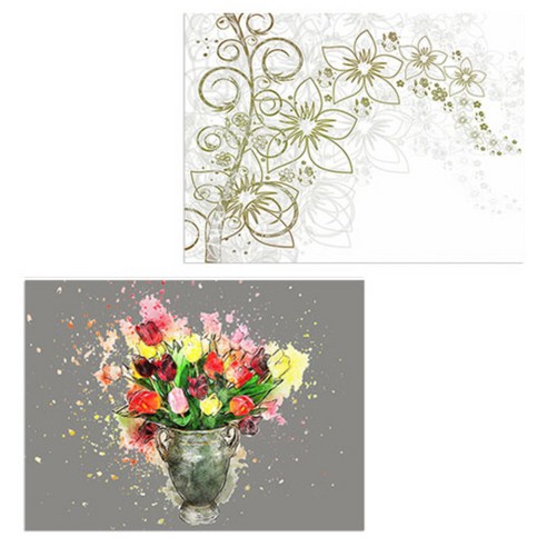 로엠디자인 실리콘 식탁매트 꽃향기 화이트 + 튤립, 혼합 색상, 385 x 285 mm