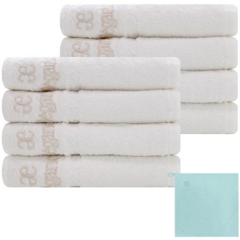 송월타월 엘레강스 뱀부 퓨어링 세면 수건 8p + 테리베이커리 고리 수건 랜덤 발송, 아이보리, 1세트