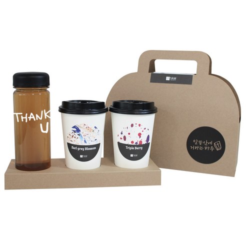 1AM 쥬뗌므 프리미엄 크라프트 THANK U 검은뚜껑 보틀 블랜딩차세트, 크라프트 패키지 + 티백세트(테이크아웃잔 2p + 얼그레이 블라썸 3p + 트리플 베리 3p) + THANK U 보틀 스티커 + 트라이탄 보틀 +  말씀안에 패키지 스티커, 1세트