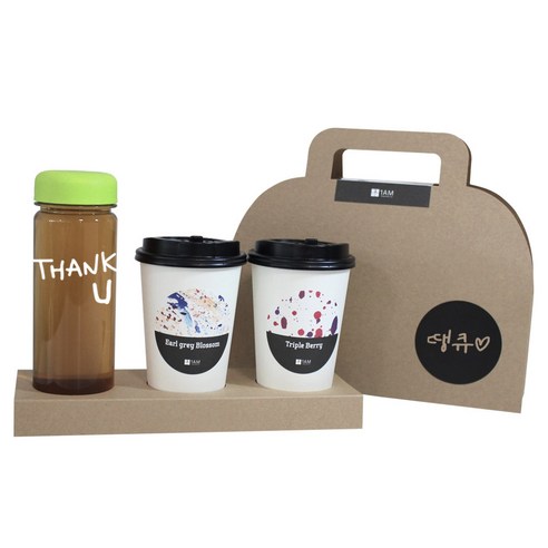 1AM 쥬뗌므 프리미엄 크라프트 THANK U 연두뚜껑 보틀 블랜딩차세트, 크라프트 패키지 + 티백세트(테이크아웃잔 2p + 얼그레이 블라썸 3p + 트리플 베리 3p) + THANK U 보틀 스티커 + 트라이탄 보틀 +  땡큐 패키지 스티커, 1세트