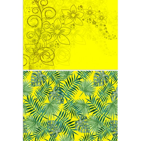 로엠디자인 실리콘 식탁매트 꽃향기 노랑 + 풀그린, 혼합 색상, 385 x 285 mm