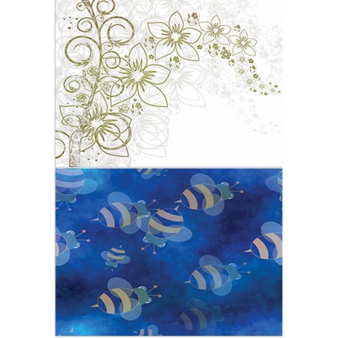로엠디자인 실리콘 식탁매트 꽃향기 화이트 + 꿀벌, 혼합 색상, 385 x 285 mm