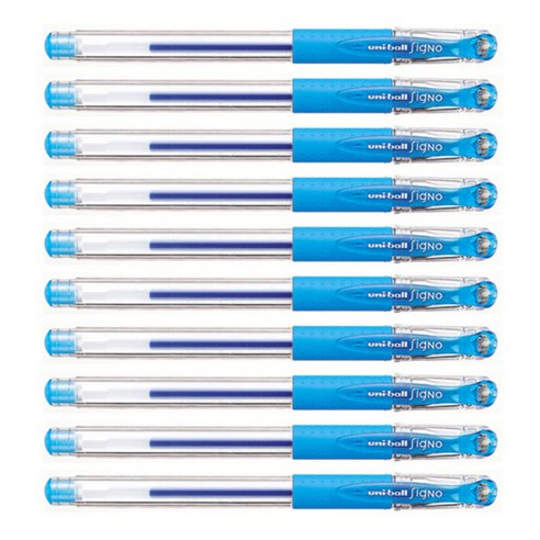 미쯔비시 시그노 유니볼 펜 UM-151 0.38mm, 라이트블루, 10개입