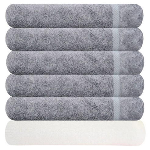 송월타월 뱀부얀 마르쉘 호텔수건 5p + CS32 수건 흰색, 그레이, 1세트