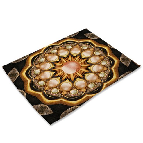 비케이 만다라패턴 식탁매트, 12, 가로 42cm x 세로 32cm, 1개
