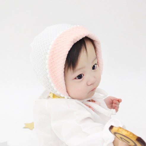 알로하제이 신생아용 레이스 엠보 아기보넷