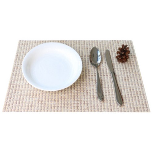 마켓감성 격자 고급 테이블 매트 2p, 베이지, 45 x 30 cm