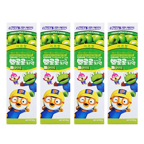 뽀로로 유아 치약 사과향, 90g, 4개입