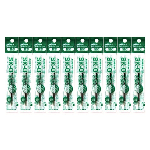 제브라 유성잉크 SK 리필심 0.7mm, 녹색, 10개