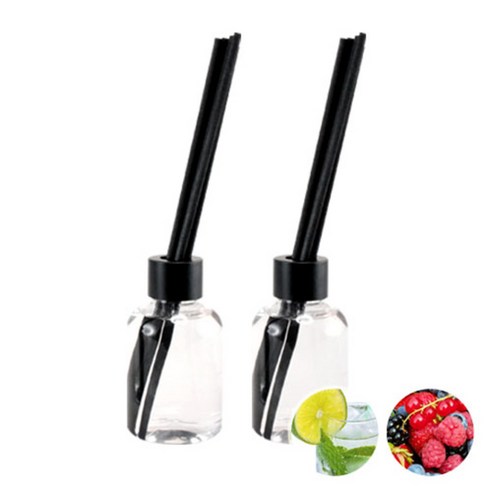 더아로마샵 디퓨져 리필액 100ml x 2p + 블랙 섬유스틱 10p + 블랙캡 2p, 라임바질, 블루밍브리즈