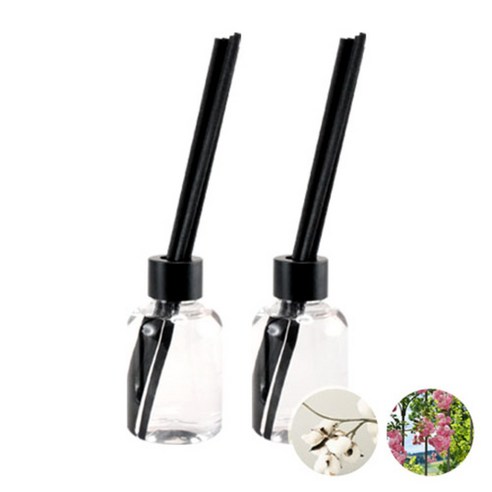 더아로마샵 디퓨져 리필액 100ml x 2p + 블랙 섬유스틱 10p + 블랙캡 2p, 화이트코튼, 잉글리쉬가든