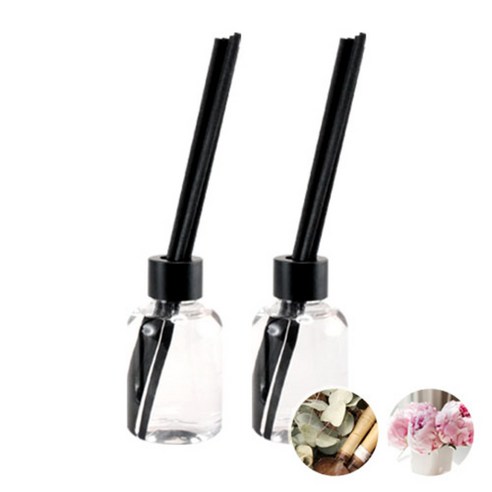 더아로마샵 디퓨져 리필액 100ml x 2p + 블랙 섬유스틱 10p + 블랙캡 2p, 유칼립투스, 피오니