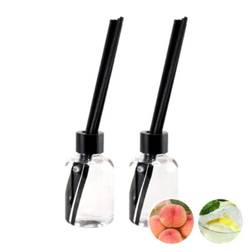 더아로마샵 디퓨져 리필액 100ml x 2p + 블랙 섬유스틱 10p + 블랙캡 2p, 스위트피치, 프레쉬시트러스