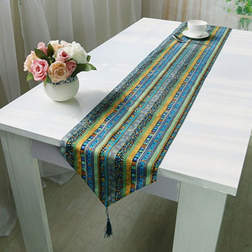 아리코 25 kitchen 유럽풍 테이블 러너 에스닉 스타일, 줄무늬 그린, 4인(30 x 180 cm)