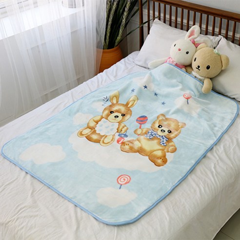 미소비즈 쁘띠베딩 보봉 담요, 블루