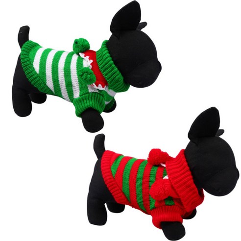 펫나인 강아지와 고양이 크리스마스 스웨터 2p, 그린, 그린 레드