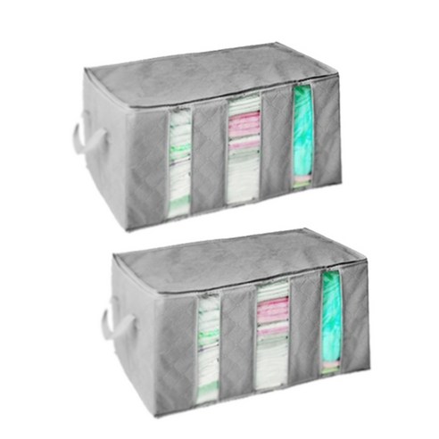 마켓감성 퀼트 부직포 리빙박스 65L, 그레이, 2개입