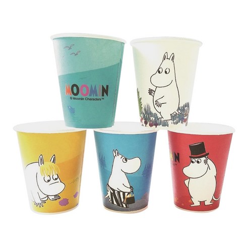무민 칼라 일회용 종이컵 5종 9oz, 100개입, 1개