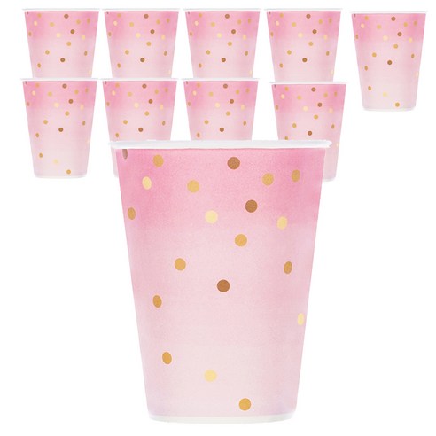 블린 핑크 마블 도트 일회용 종이컵 260ml, 10개, 1세트