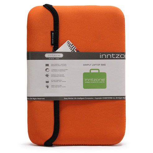 인트존 네오프랜 컬러 노트북 파우치 INTC-107X, 오렌지, 10.1in