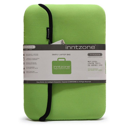 인트존 네오프랜 컬러 노트북 파우치 INTC-107X, 그린, 13.3in