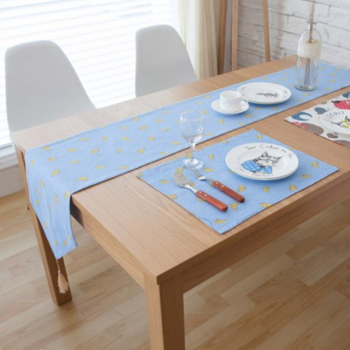 아리코 25 kitchen 유럽풍 테이블 러너, 블루 바나나, 6인(30 x 200 cm)