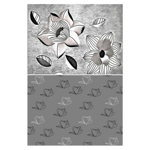 로엠디자인 실리콘 식탁매트 2p 블랙플라워, 목련3(그레이), 385 x 285 mm