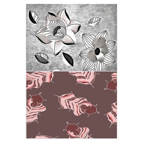 로엠디자인 실리콘 식탁매트 2p 블랙플라워, 깃털(보라), 385 x 285 mm